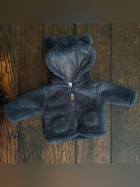 Fuzzy bear ears NB jacket